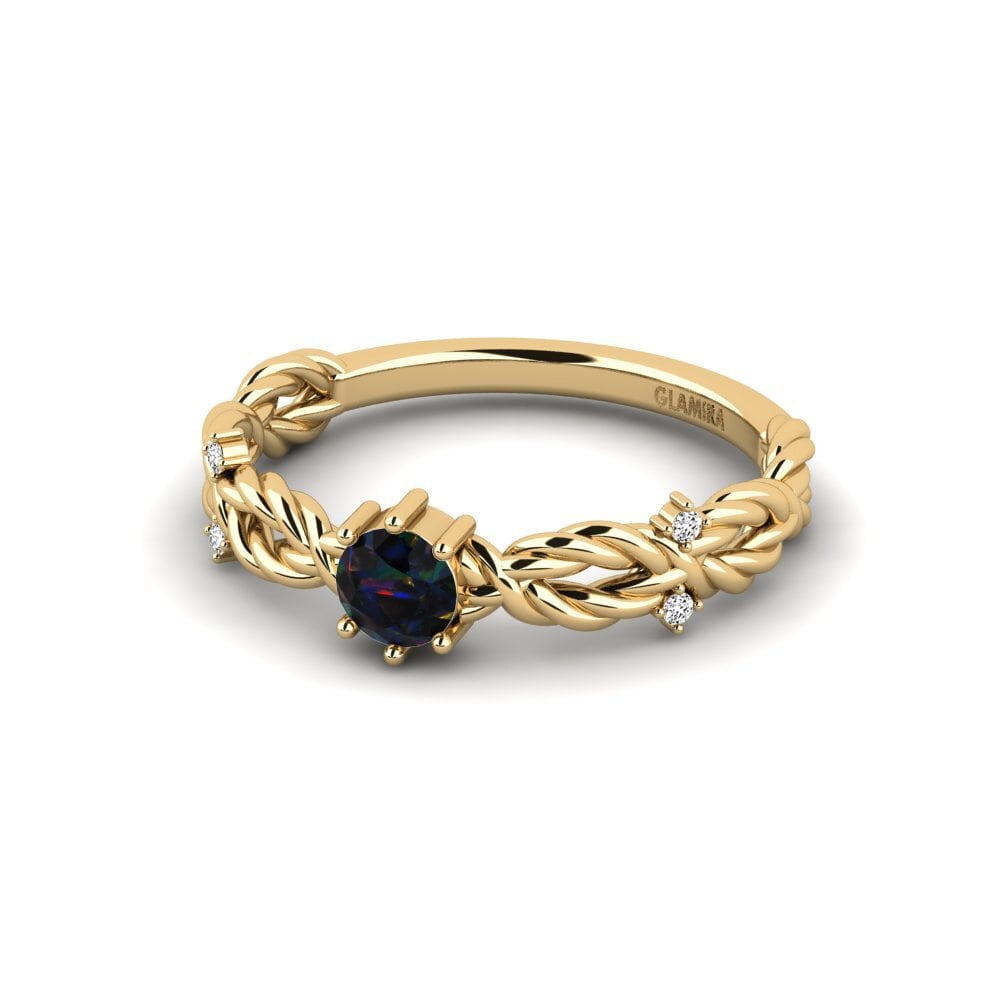 Black Opal Engagement Ring Pique