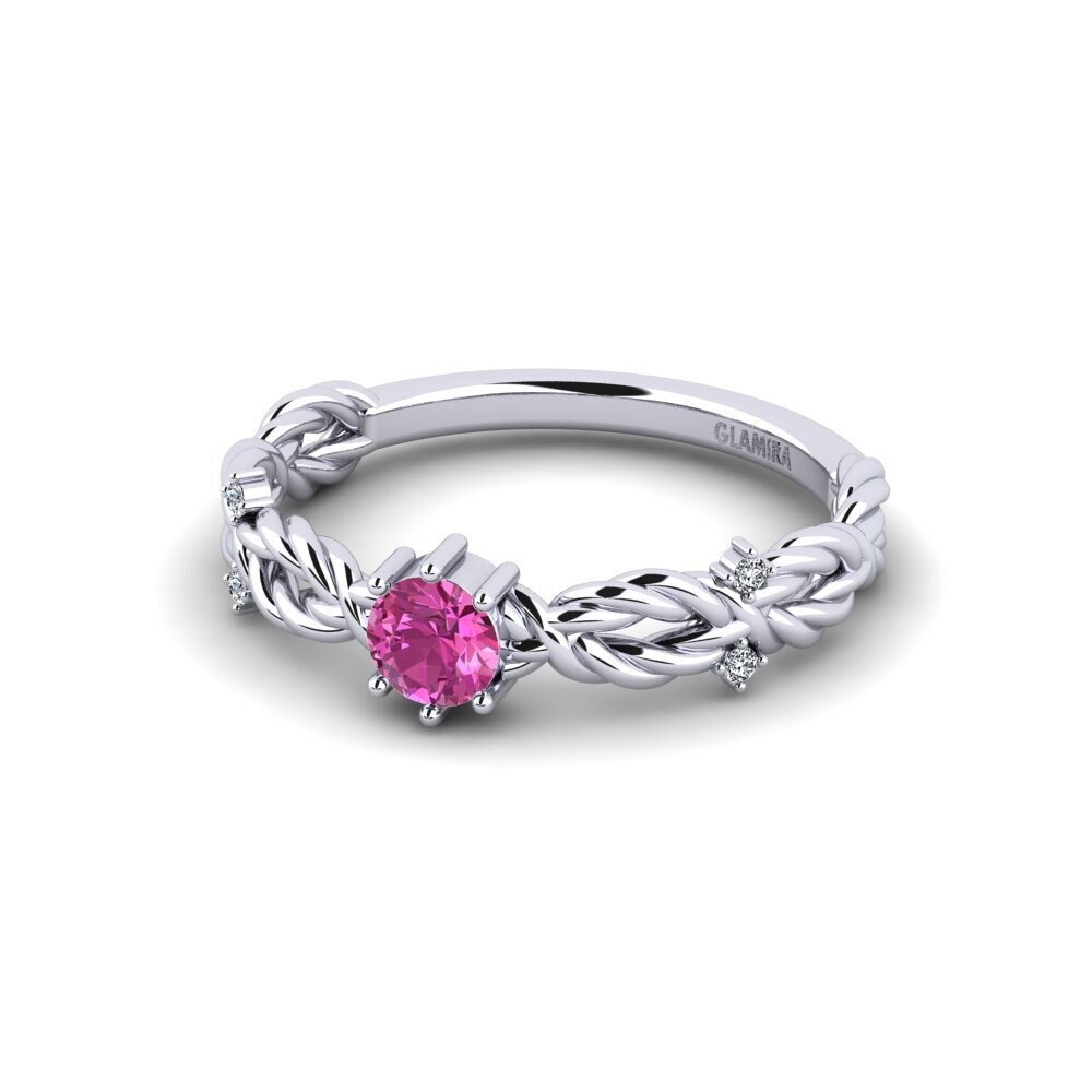 9ct White Gold Pink Topaz Engagement Ring Pique