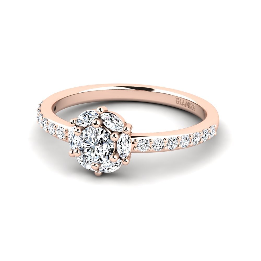 14k Oro Rosa Anillo de compromiso Zayolo