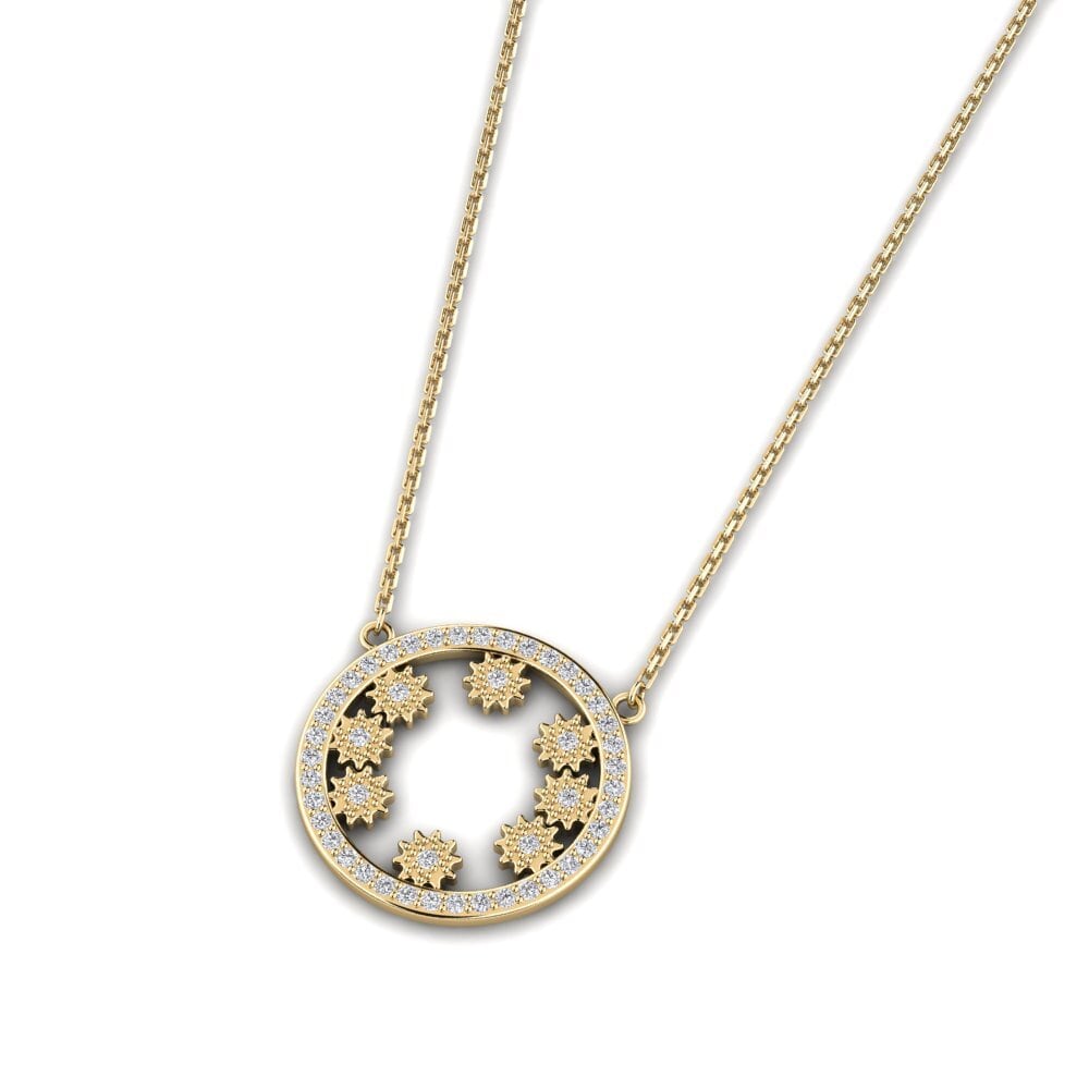 Compre Collar de Mujer Abutt en corte Redondo 0.376 Quilates 18k Oro ...
