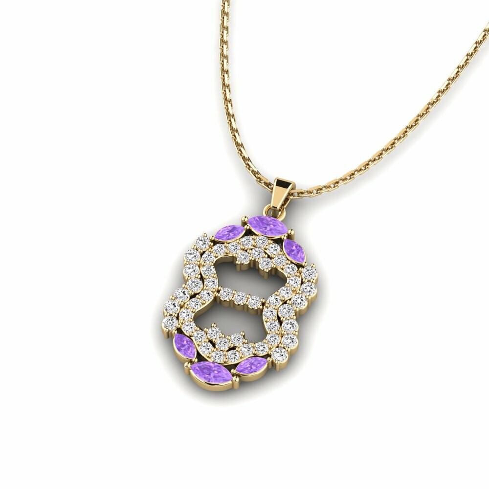 14K Geel Goud Markiezin Amethist Dames Hanger Amantek