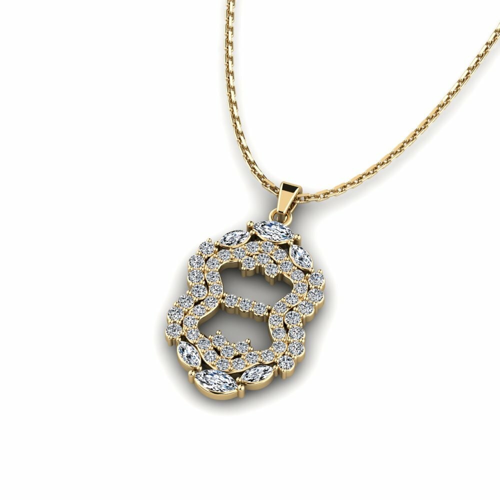 14k Oro Amarillo Marquesa Circonita Colgante de Mujer Amantek