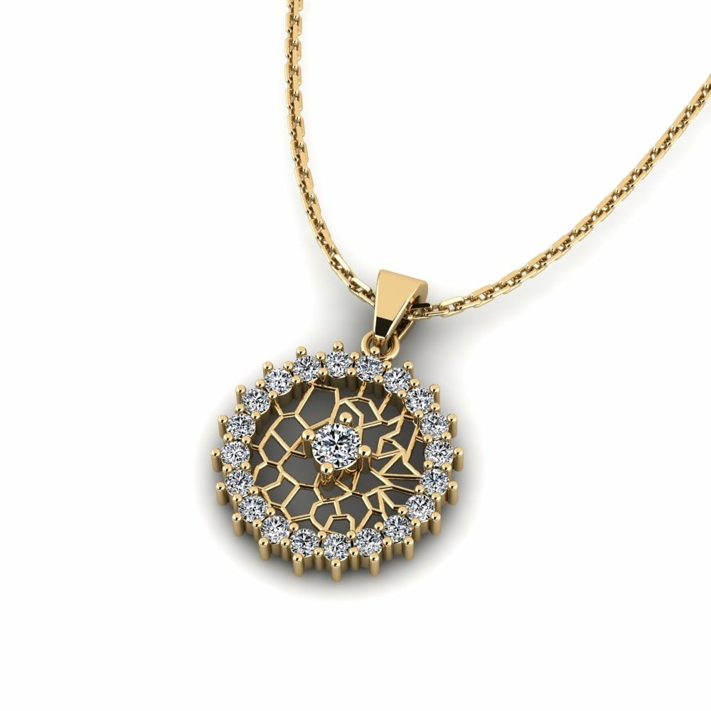 14k Oro Amarillo Redondo Circonita Colgante de Mujer Breil
