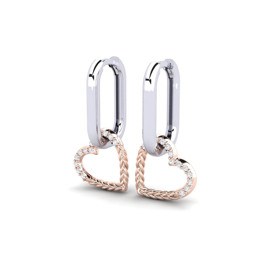 Weiß & Rotgold 585 Damen ohrring Huzdar
