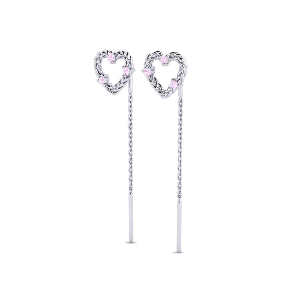 14k Oro Blanco Zafiro Rosado Pendiente de mujer Wiltshire - B