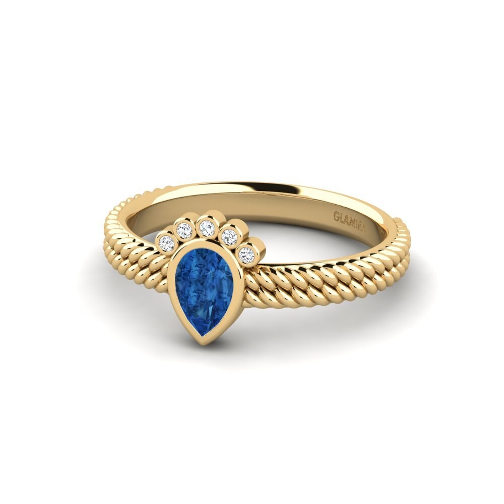 Circonita Azul Oscuro Anillo de compromiso Sickle