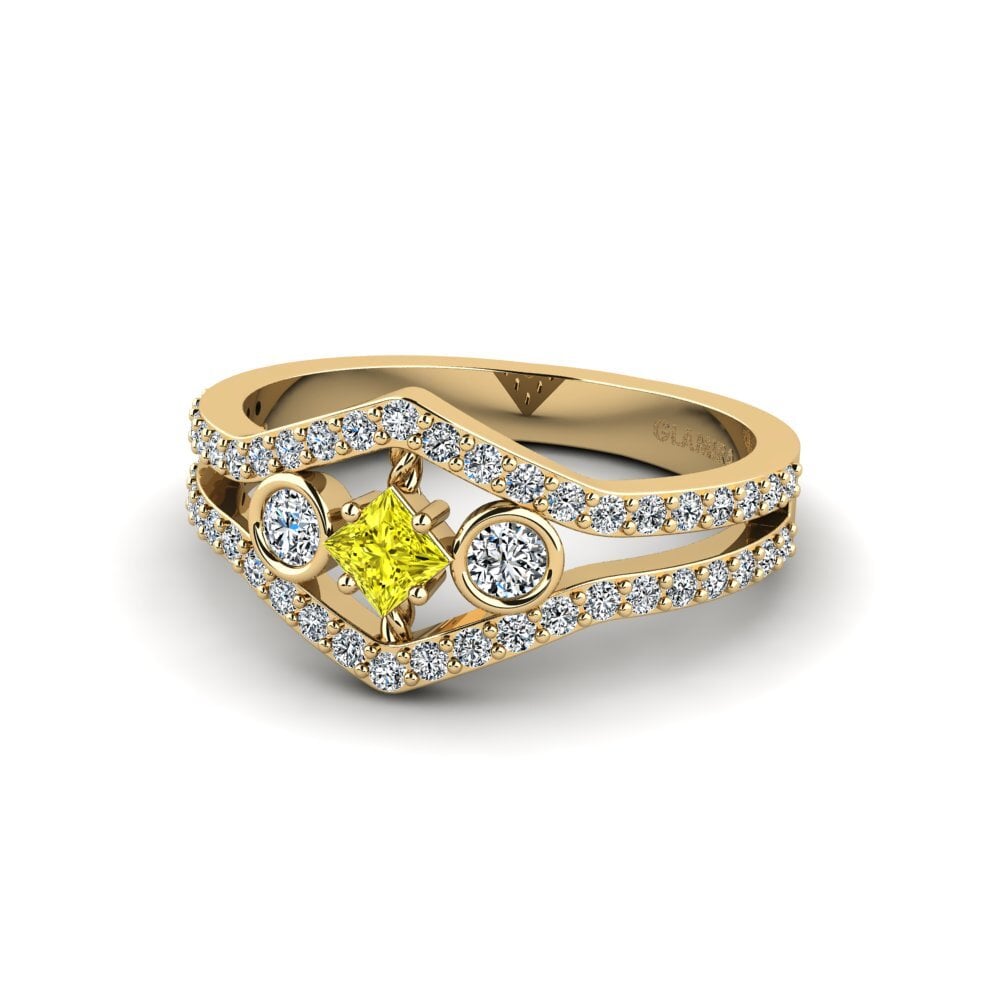Diamante Amarelo Anel de Noivado Eduardobn