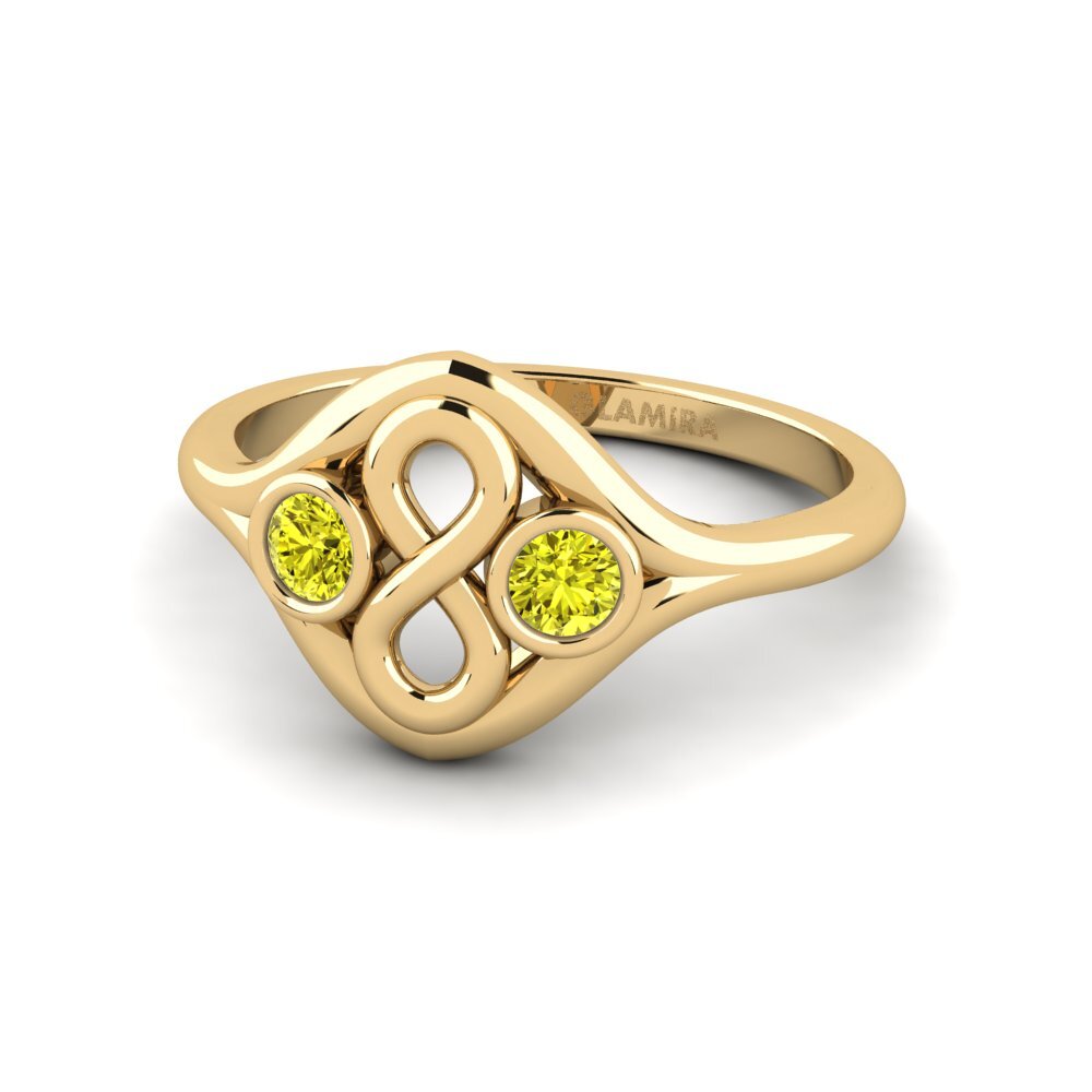 Diamante Amarelo Anel de Noivado Ociramma