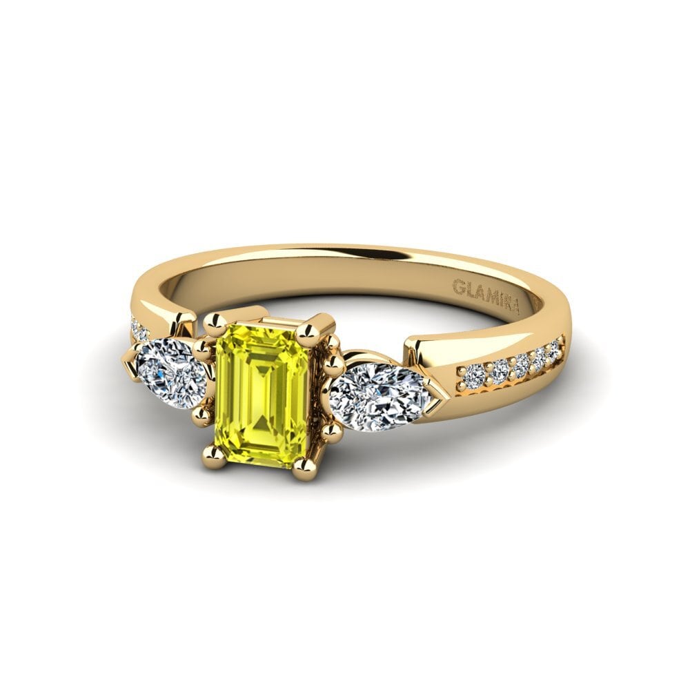 Diamante Amarelo Anel de Noivado Razuzzl