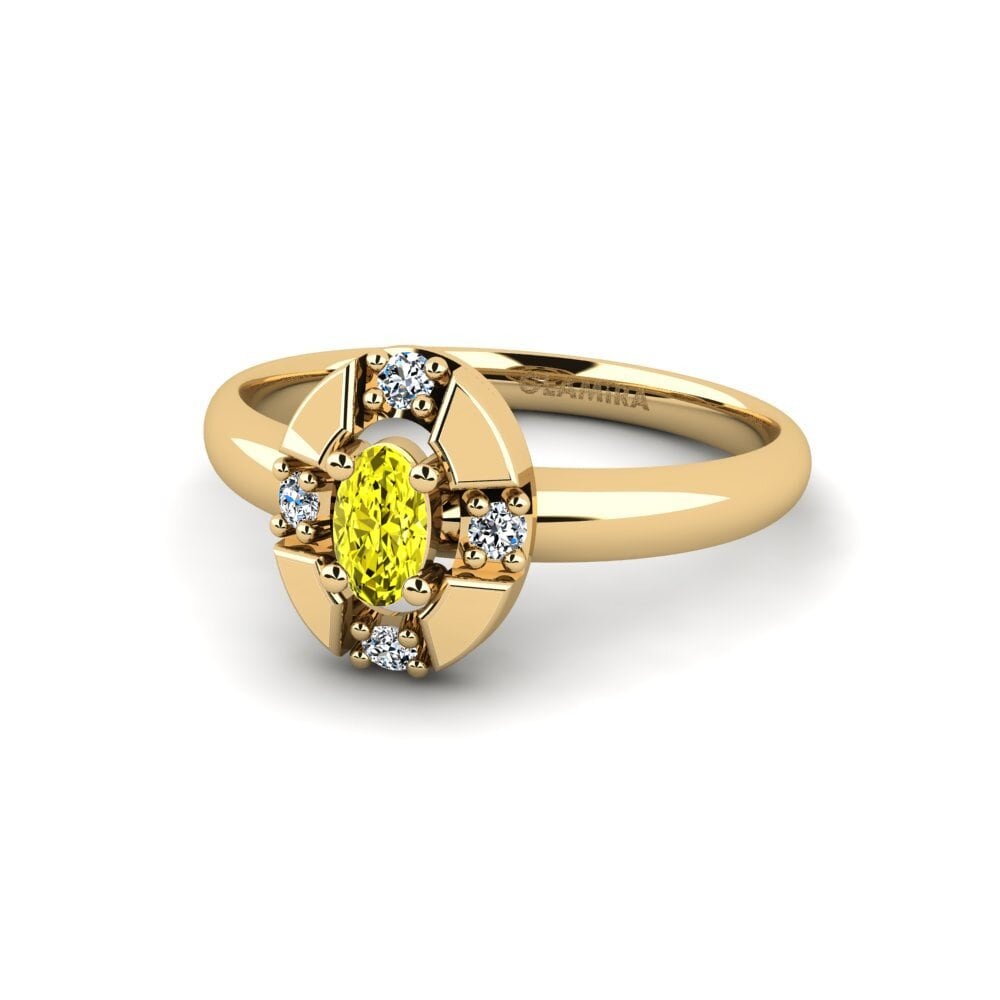 Diamante Amarelo Anel de Noivado Salende