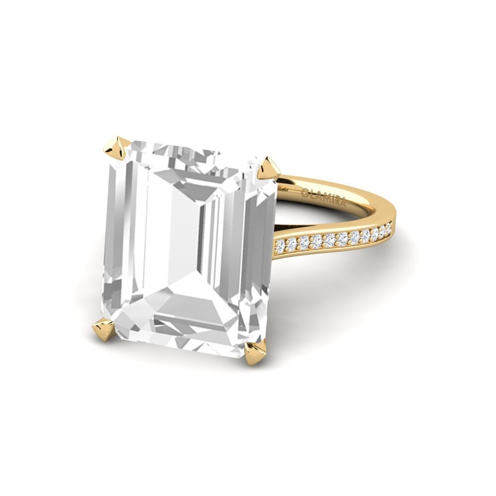 9k Oro Amarillo Topacio blanco Anillo de compromiso Subtend - 11.0 crt
