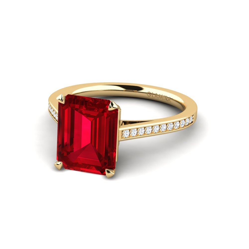 Red Zirconia Engagement Ring Subtend - 3.70 crt