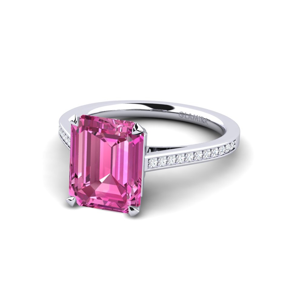 9ct White Gold Pink Topaz Engagement Ring Subtend - 3.70 crt
