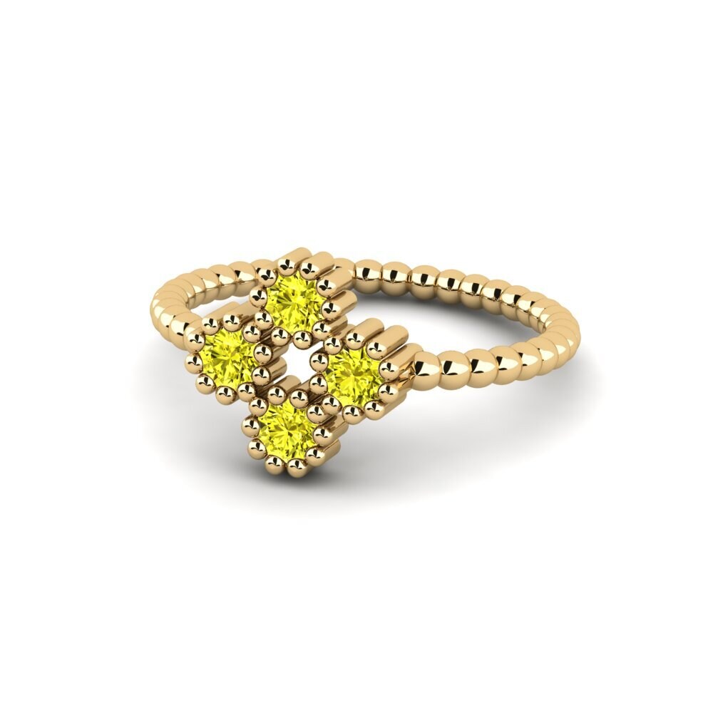 Diamante Amarelo Anel de Noivado Tablue