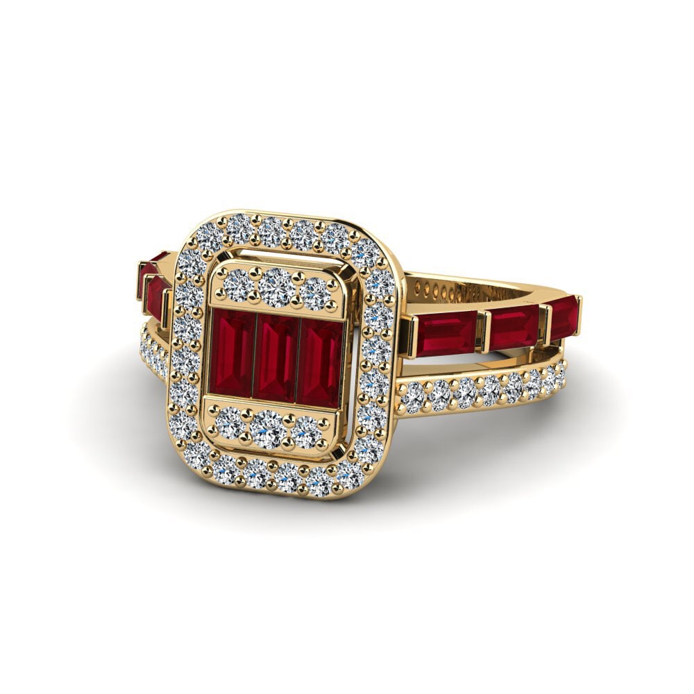 Red Zirconia Engagement Ring Tam