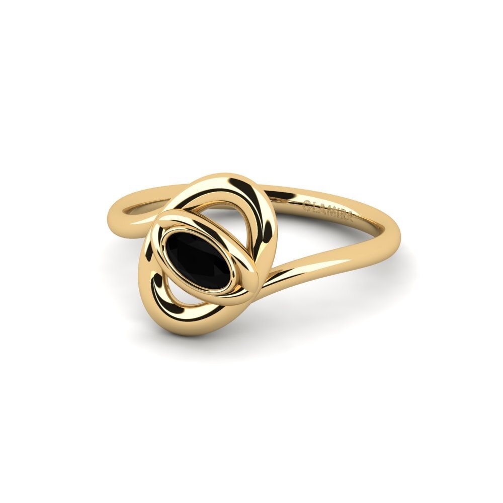 Ônix Negro Anel de Noivado Tidal