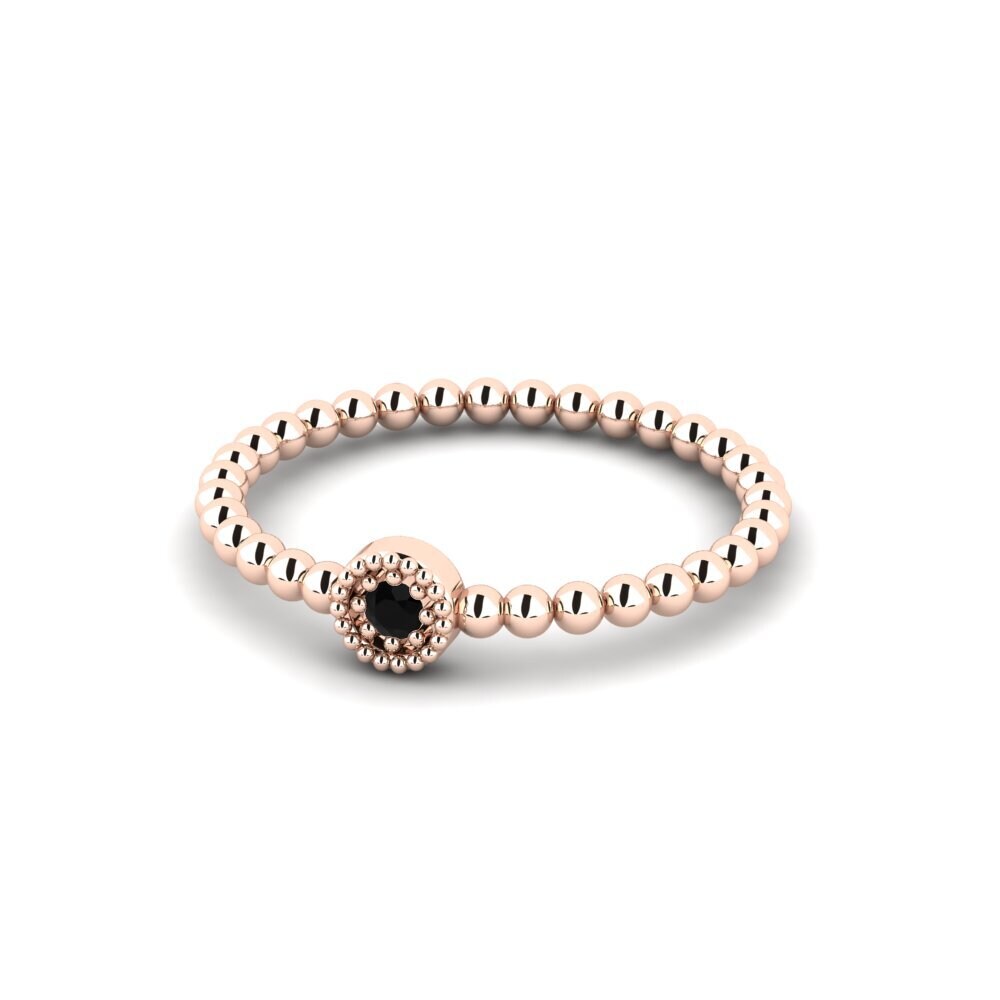 14ct Rose Gold Black Onyx Engagement Ring Totting