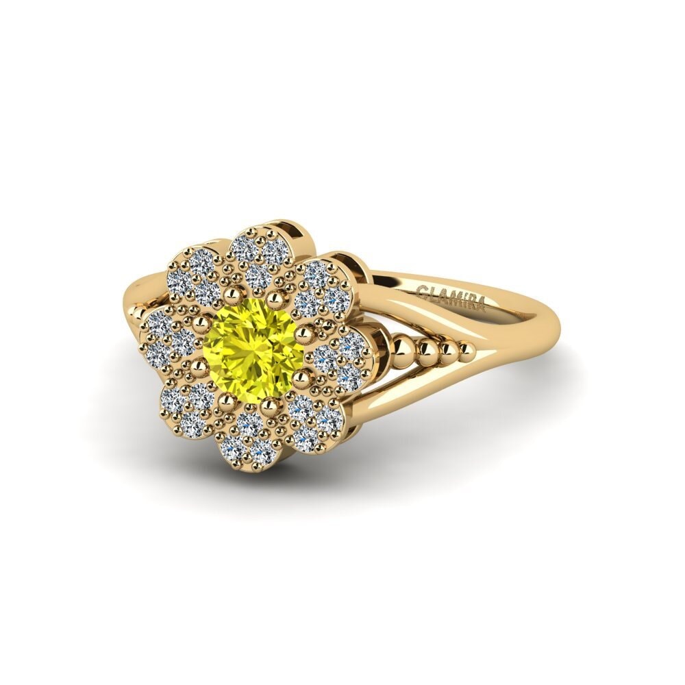 Diamante Amarelo Anel de Noivado Witt
