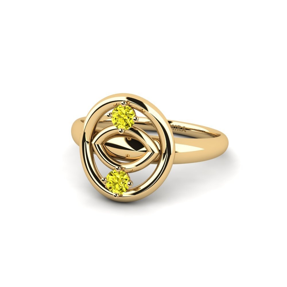 Diamante Amarelo Anel de Noivado Zolas
