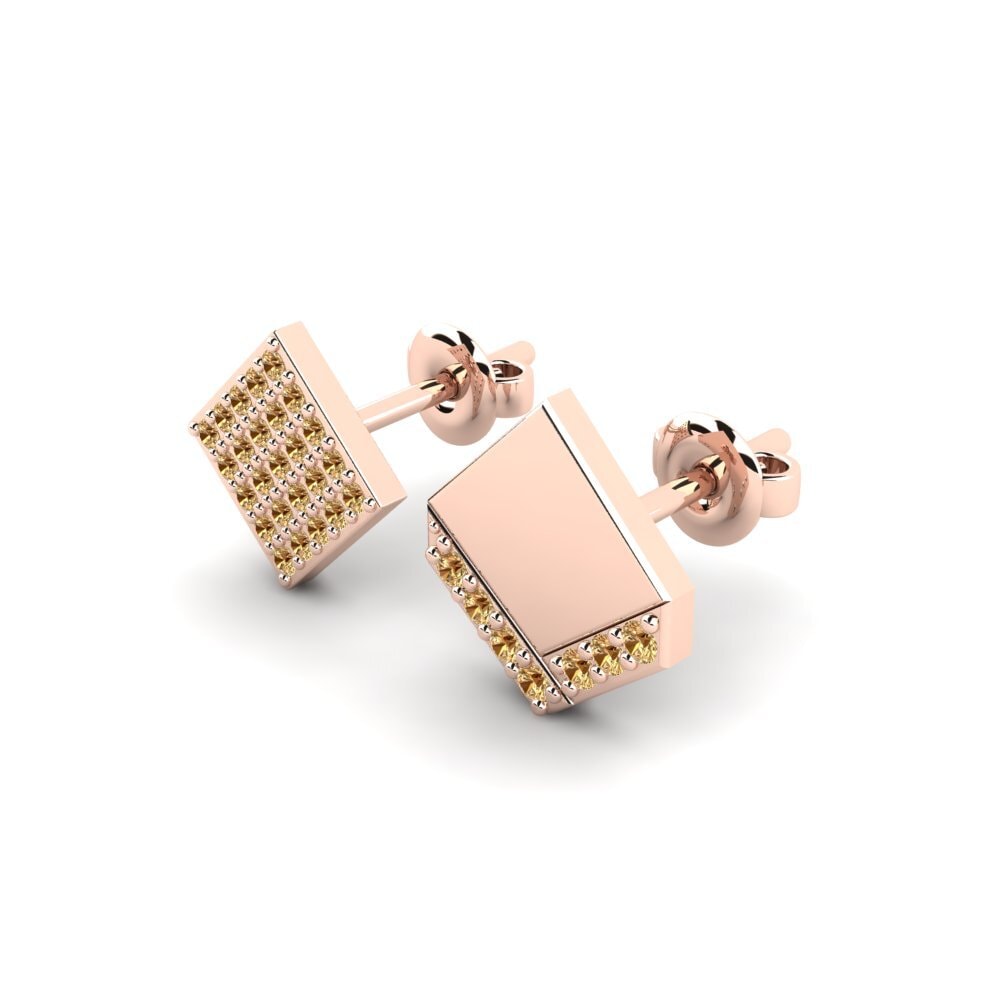 9ct Rose Gold Brown Diamond Men's Earring Efstratios - SET