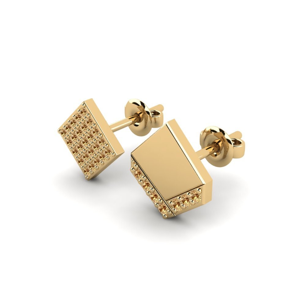 18ct Yellow Gold Brown Diamond Men's Earring Efstratios - SET