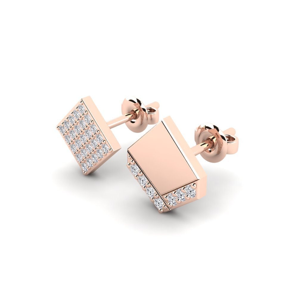 18ct Rose Gold Diamond Men's Earring Efstratios - SET