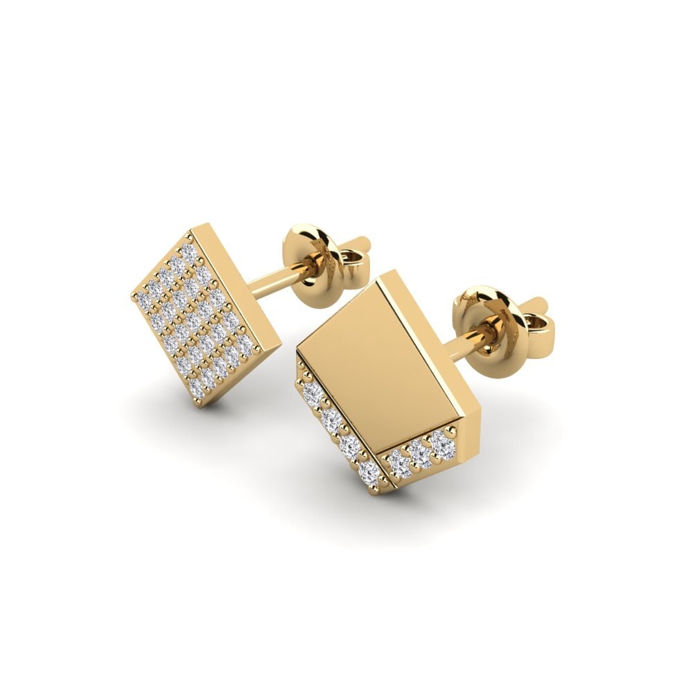 9ct Yellow Gold Diamond Men's Earring Efstratios - SET