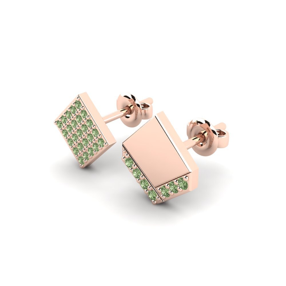 9k Oro Rosa Diamante Verde Pendiente para hombre Efstratios - SET