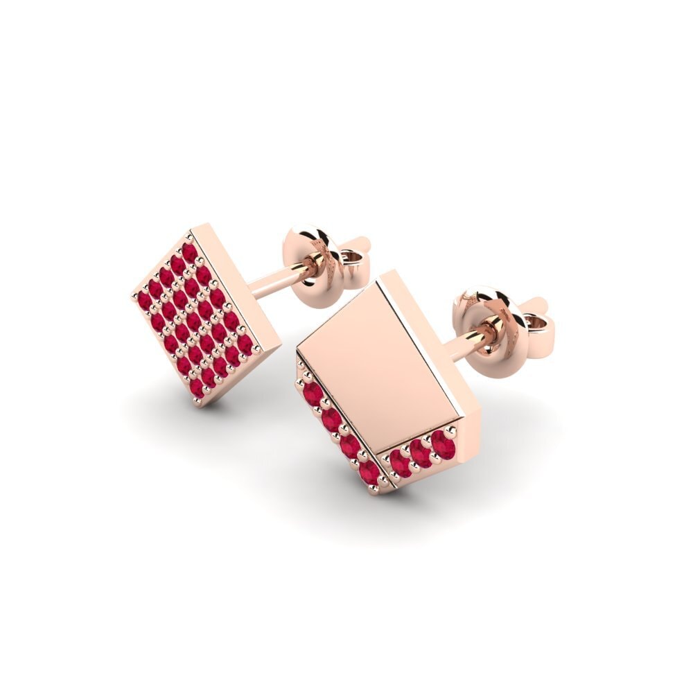 18k Oro Rosa Rubí Pendiente para hombre Efstratios - SET