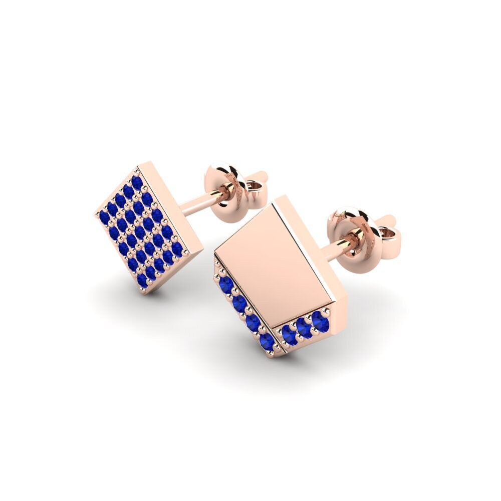 9ct Rose Gold Sapphire Men's Earring Efstratios - SET
