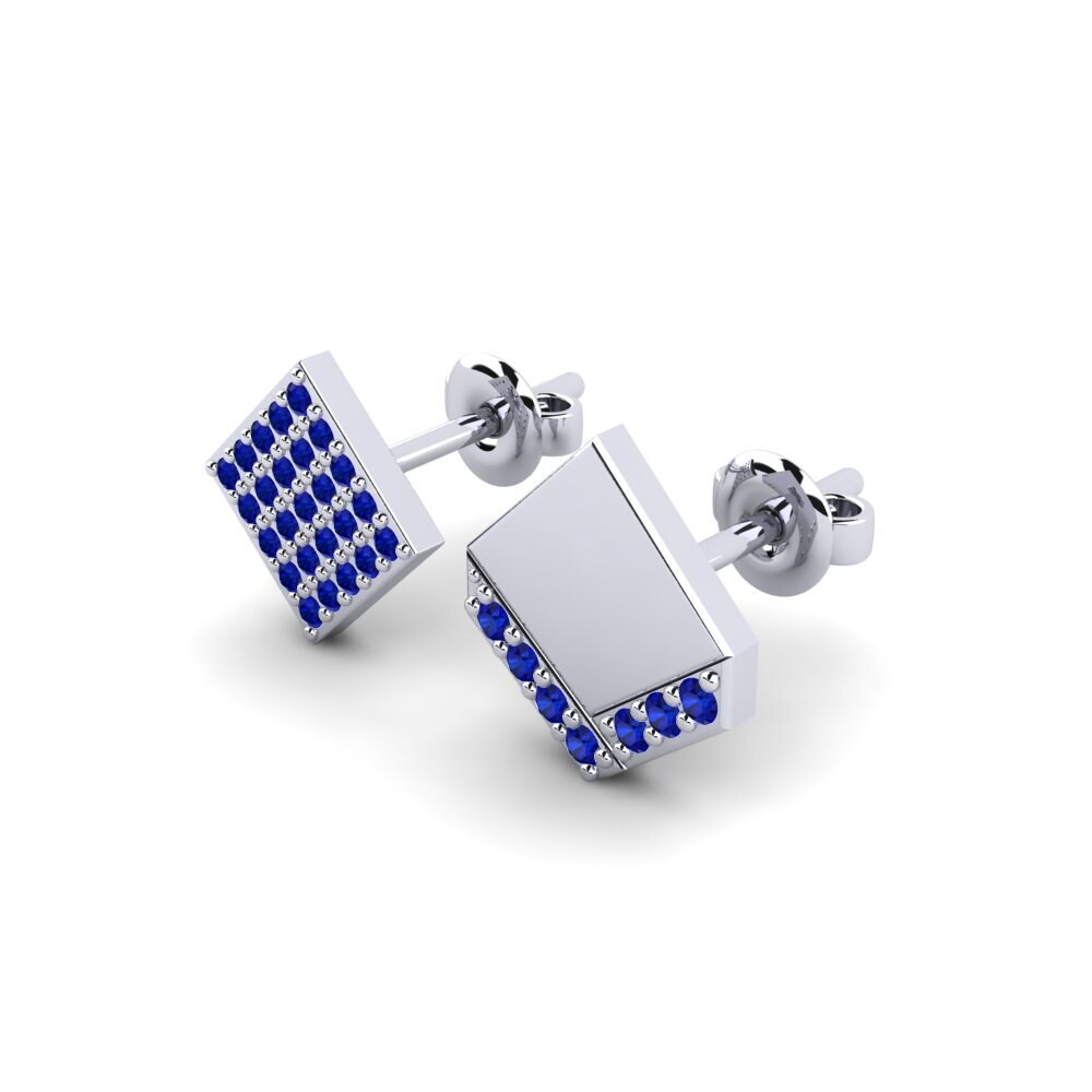 9k Oro Blanco Zafiro Pendiente para hombre Efstratios - SET