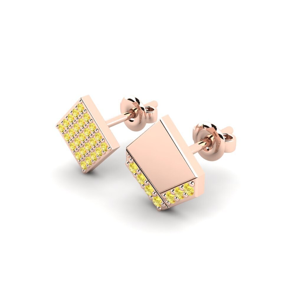 9ct Rose Gold Yellow Sapphire Men's Earring Efstratios - SET