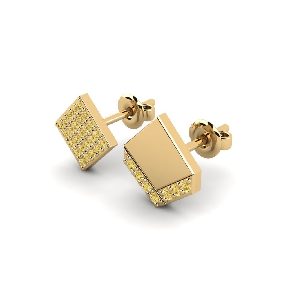 9ct Yellow Gold Yellow Diamond Men's Earring Efstratios - SET