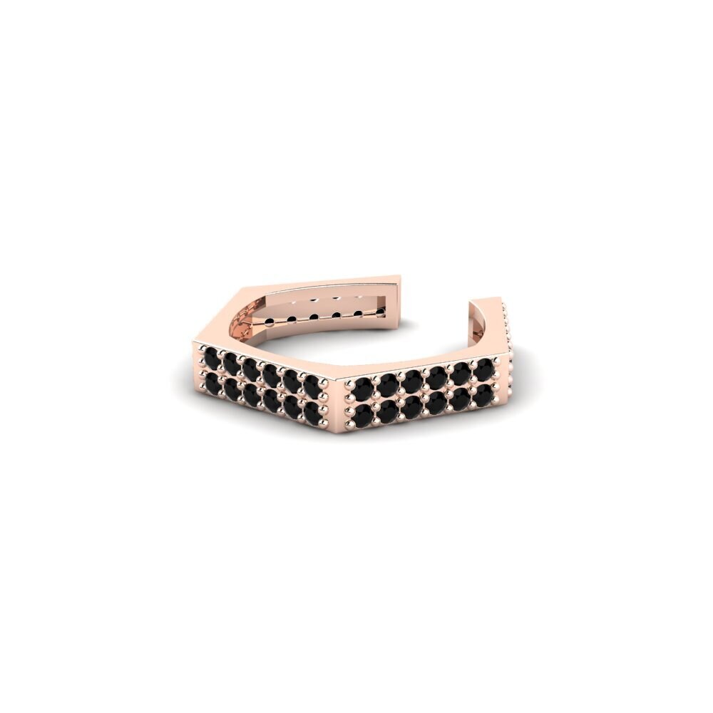 Pendientes 14k Oro Rosa Zafiro negro Brazalete de oreja