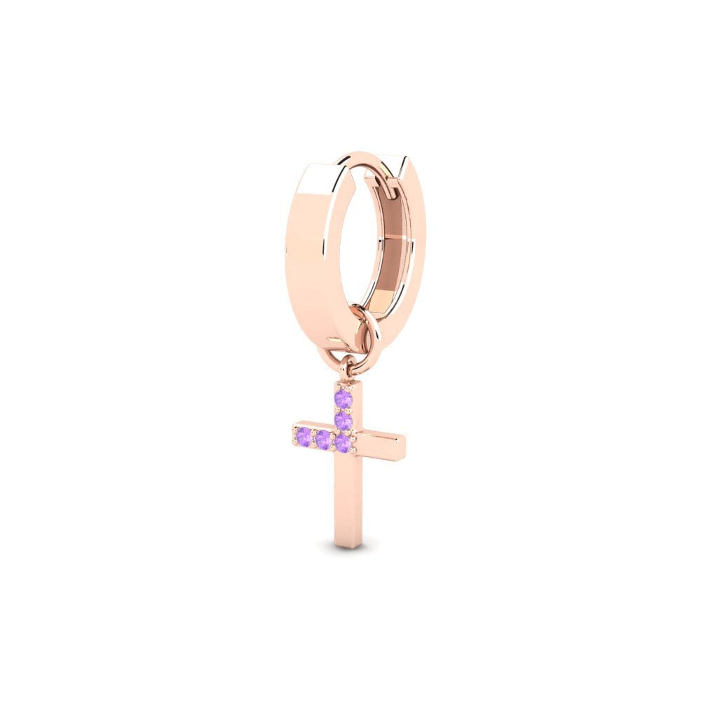 14ct Rose Gold Amethyst Men's Earring Oslo - A