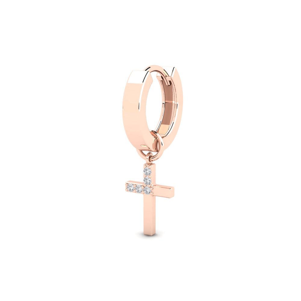 14k Rose Gold Diamond Men's Earring Oslo - A