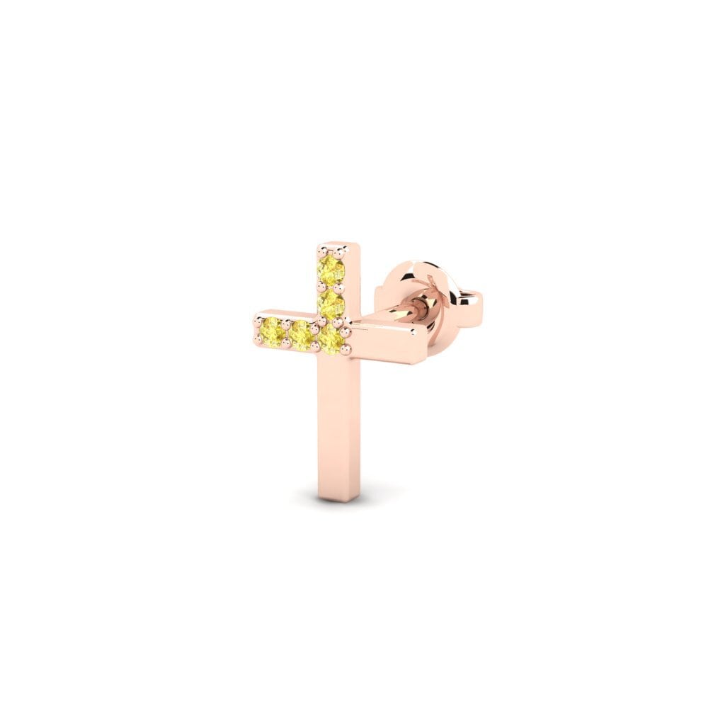 14ct Rose Gold Yellow Sapphire Men's Earring Oslo - B