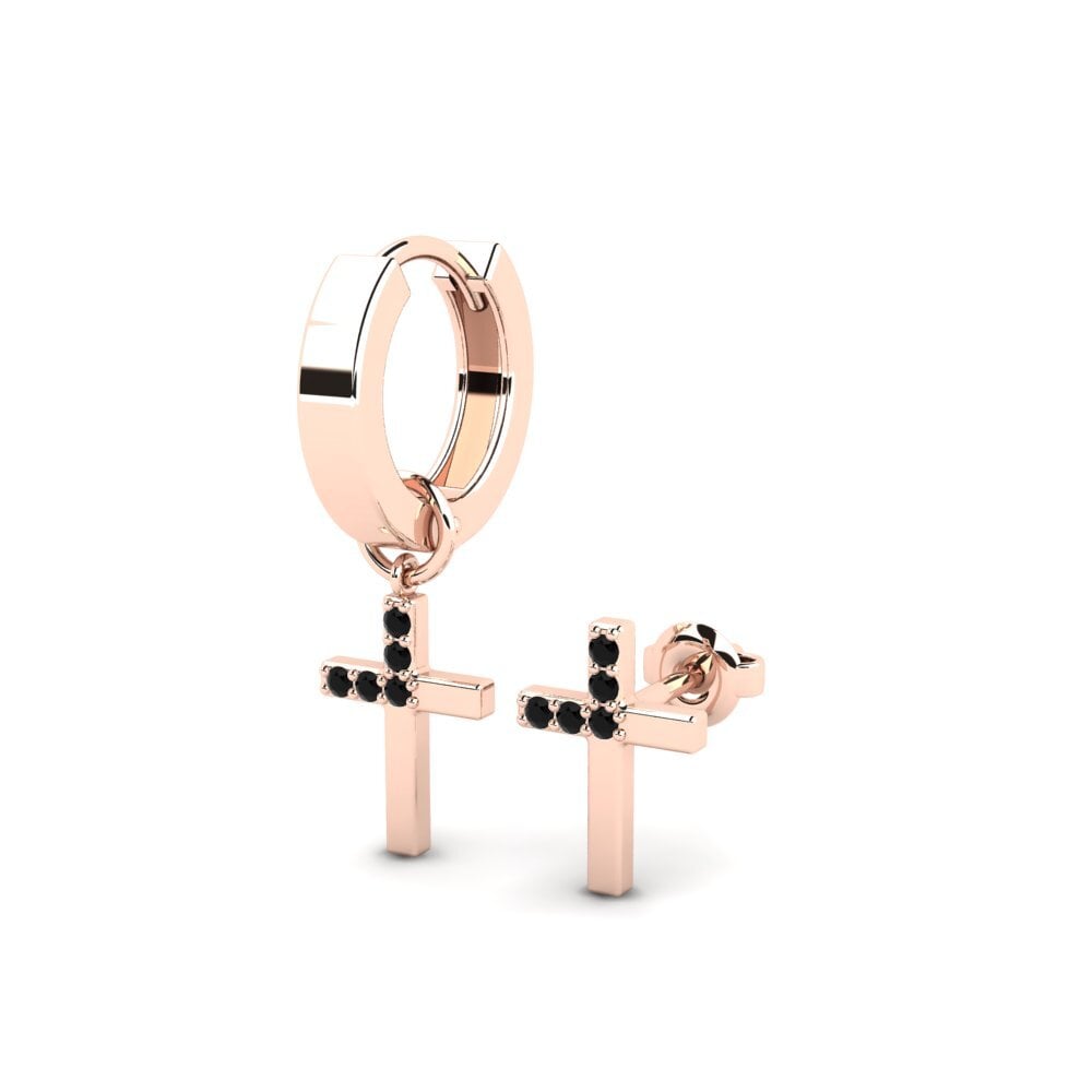 14k Oro Rosa Zafiro negro Pendiente para hombre Oslo - SET