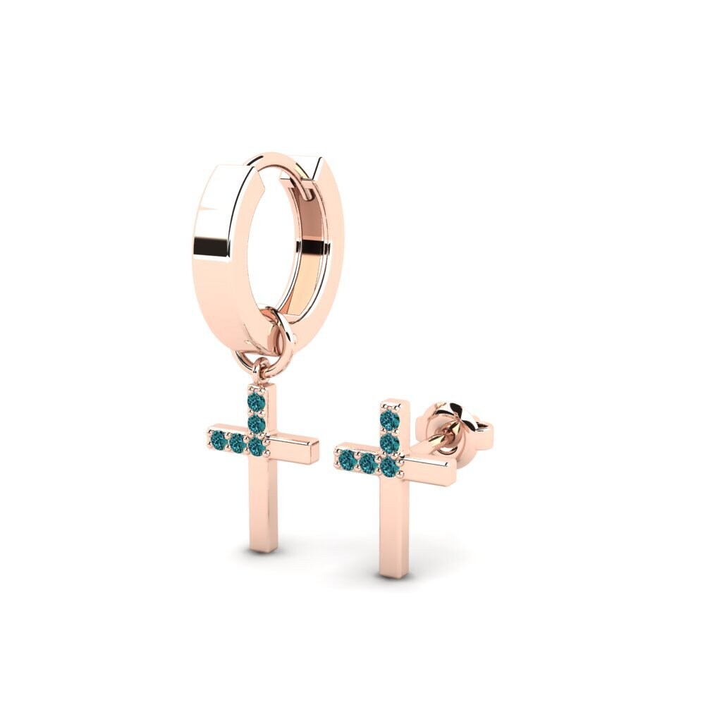 14k Oro Rosa Diamante Azul Pendiente para hombre Oslo - SET