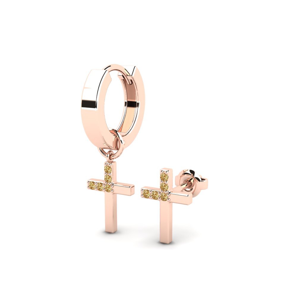 9ct Rose Gold Brown Diamond Men's Earring Oslo - SET