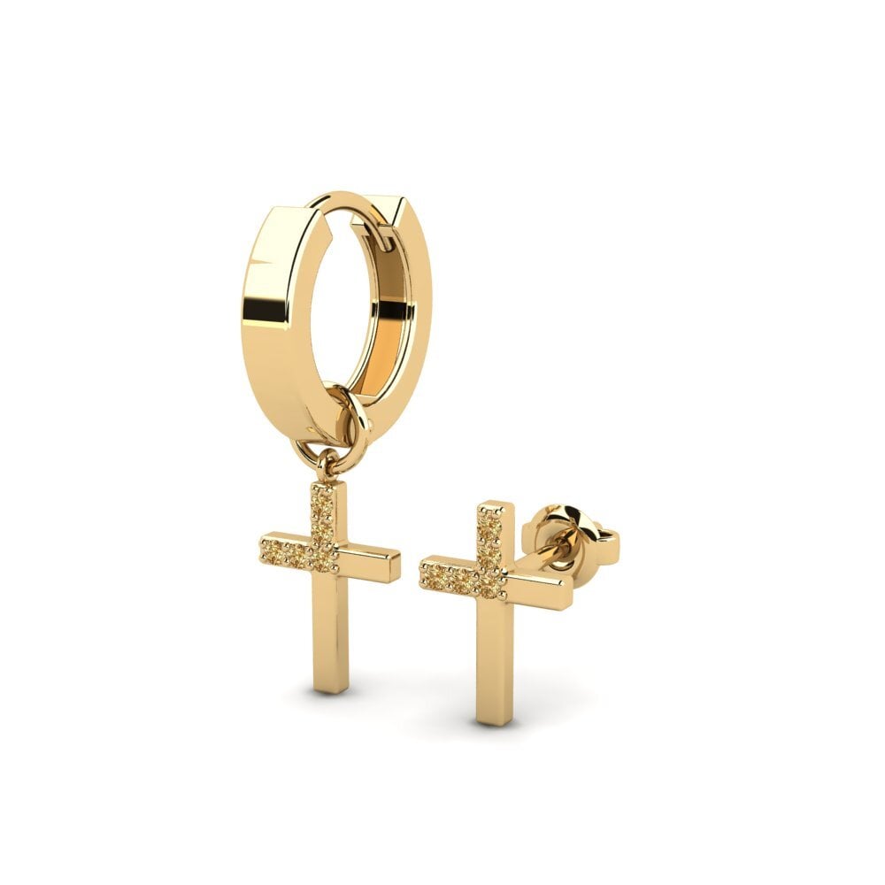 18ct Yellow Gold Brown Diamond Men's Earring Oslo - SET