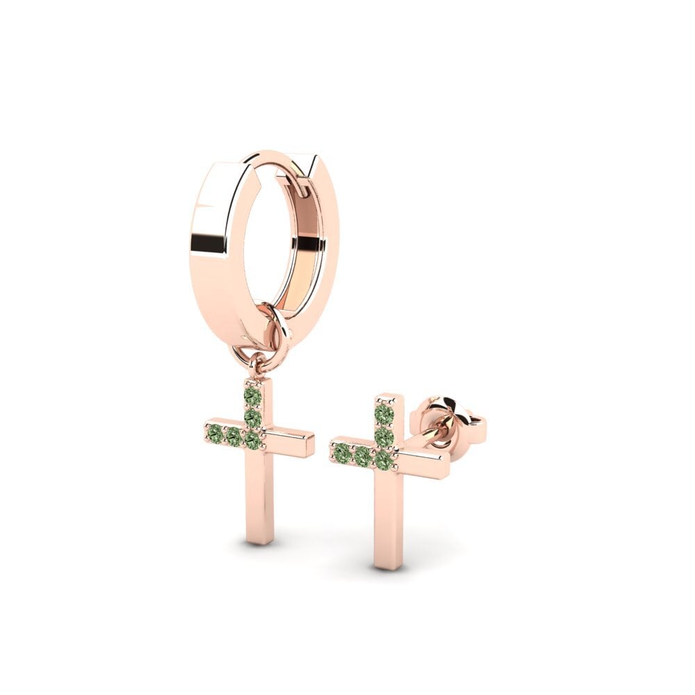 9k Oro Rosa Diamante Verde Pendiente para hombre Oslo - SET