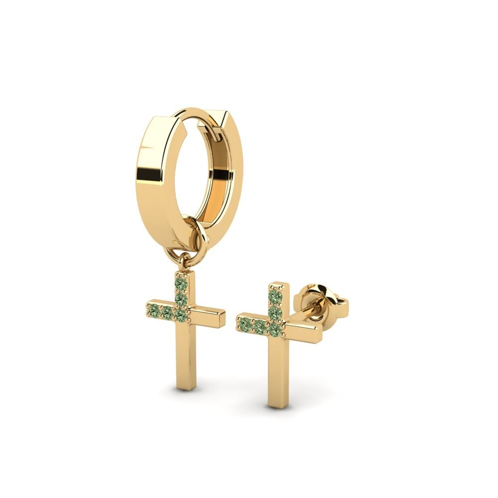 14ct Yellow Gold Green Diamond Men's Earring Oslo - SET