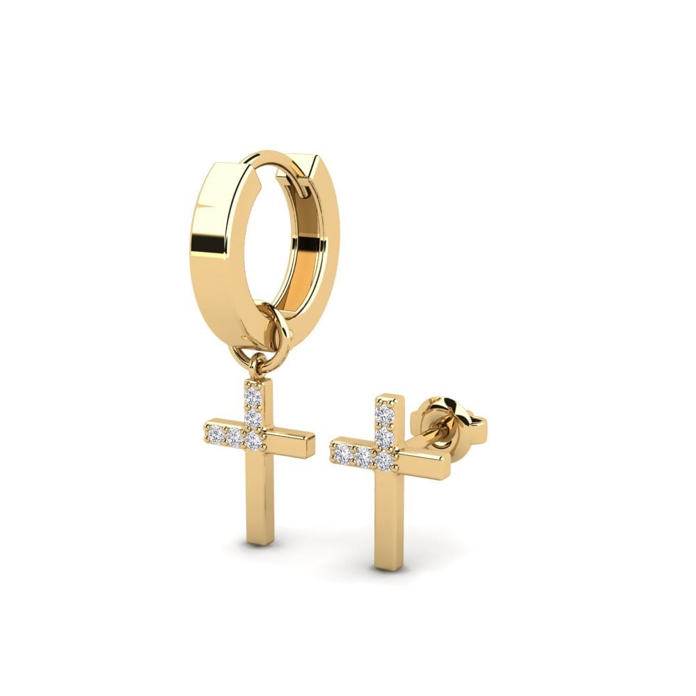 Żółte Złoto 585 Diament Laboratoryjny Kolczyk Męski Oslo - SET