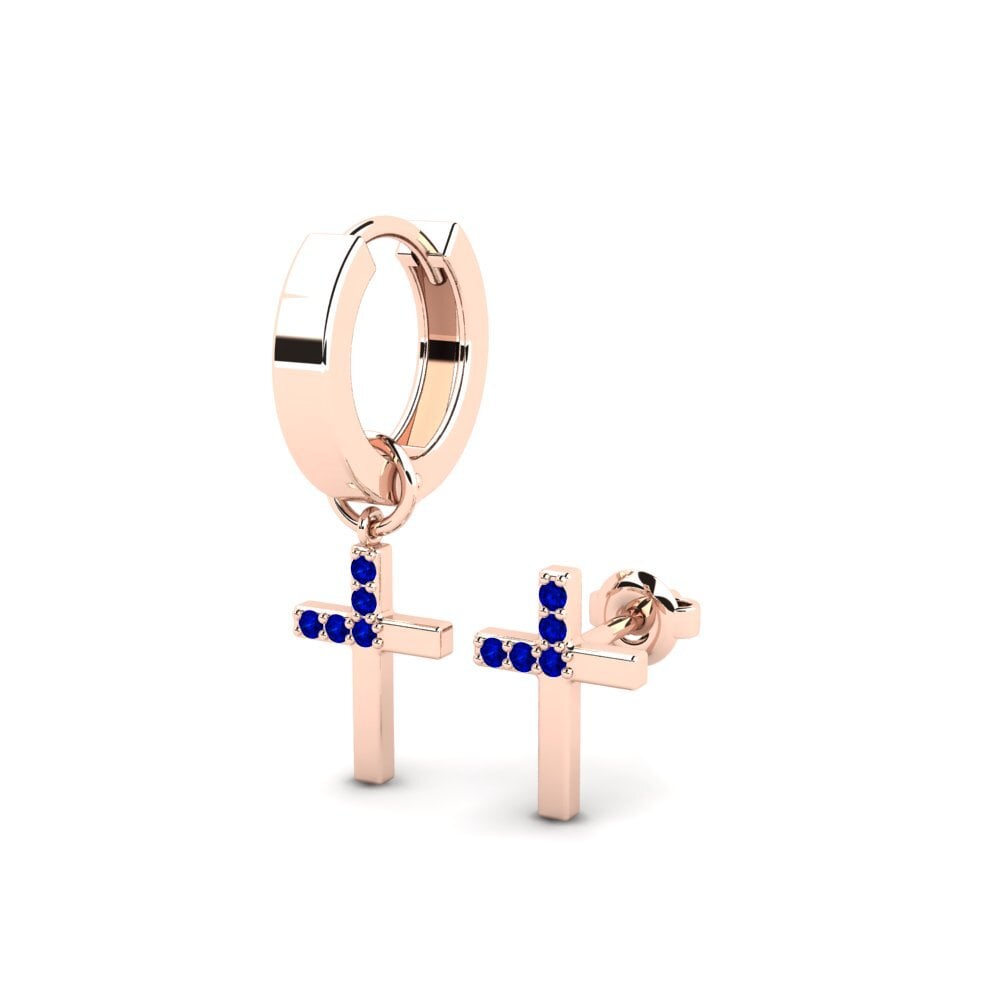 9ct Rose Gold Sapphire Men's Earring Oslo - SET