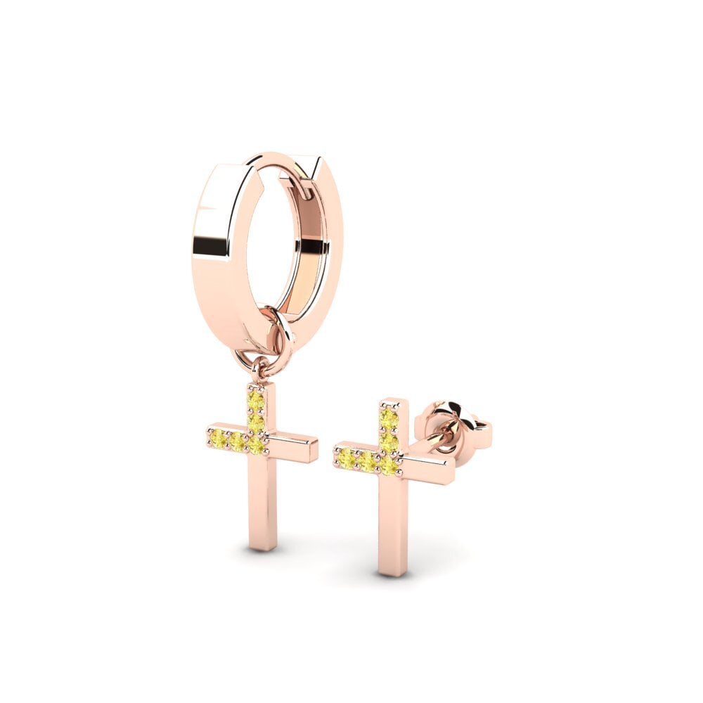 9ct Rose Gold Yellow Sapphire Men's Earring Oslo - SET