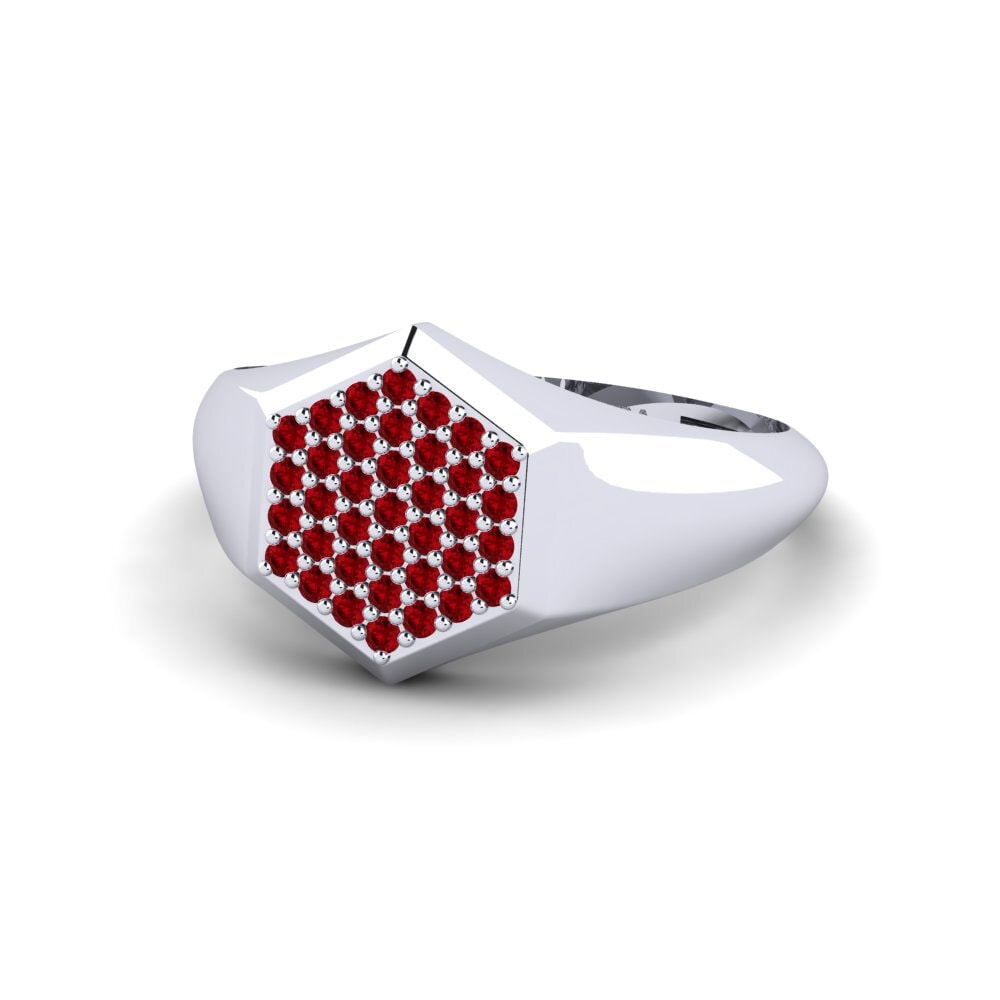 Circonita Roja Anillo de dedo meñique para hombre Pagathokleous