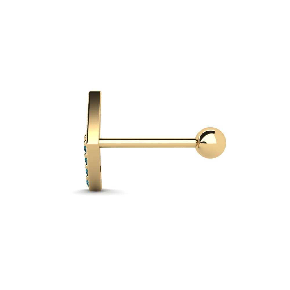 18ct Yellow Gold Blue Diamond Men's Piercing Pasas