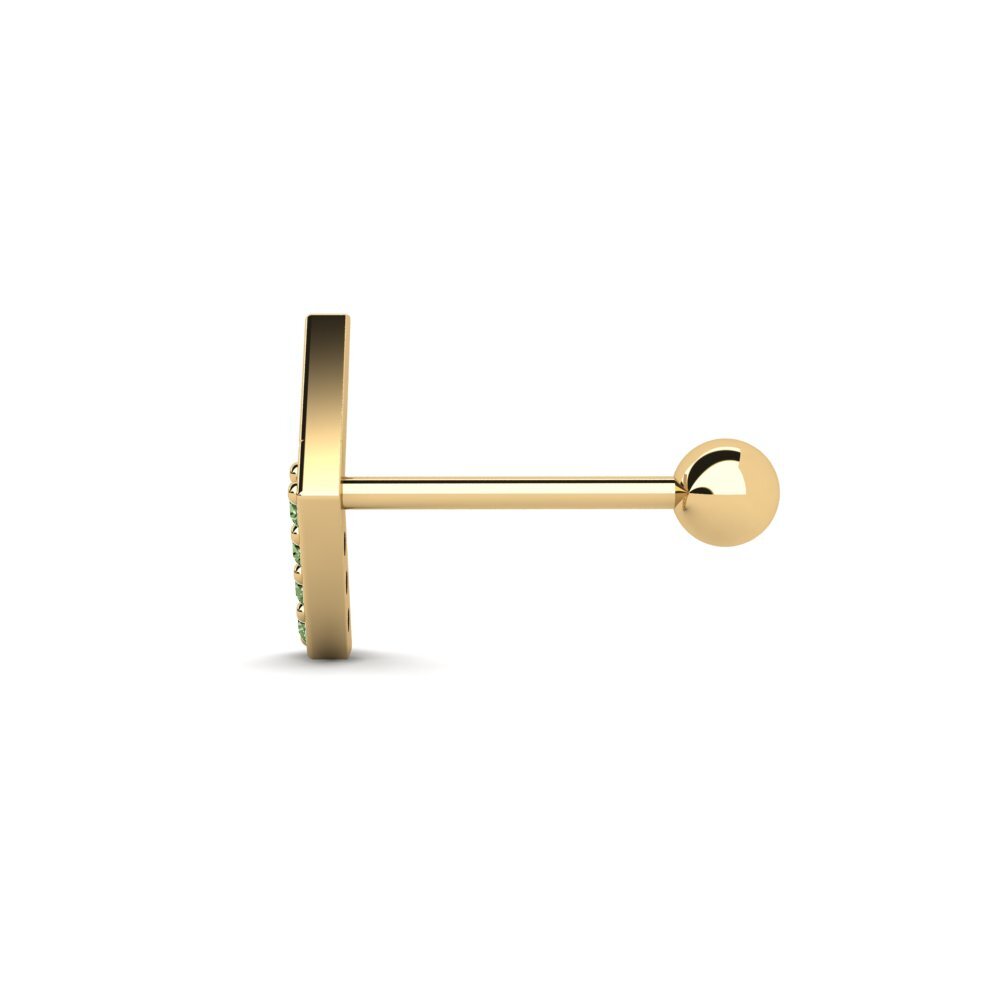 9ct Yellow Gold Green Diamond Men's Piercing Pasas