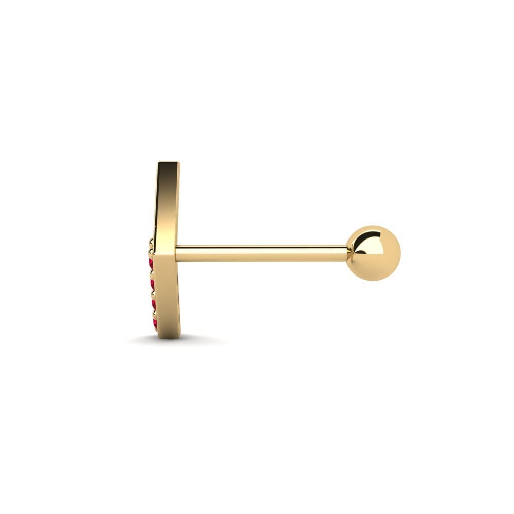 18ct Yellow Gold Red Zirconia Men's Piercing Pasas